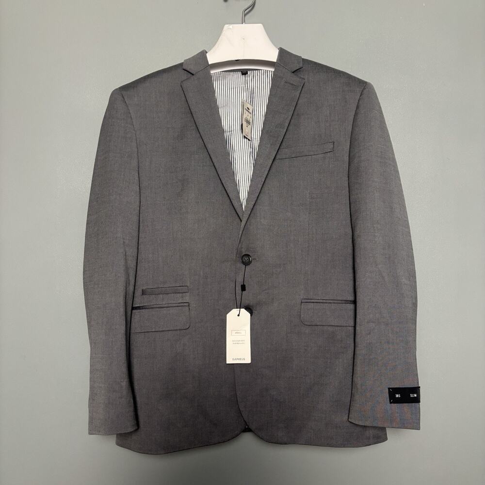 NWT EXPRESS Men’s 38S Gray Sports Jacket Blazer Suit Coat New Grey Wool Blend